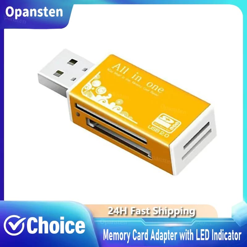 Lettore di Schede in Lega con 4 Porte USB2.0 per Micro SD, TF, M2, MS Pro Duo, MMC, SDHC, DV, Adattatore per Schede di Memoria per Telefoni e Fotocamere con Indicatore LED