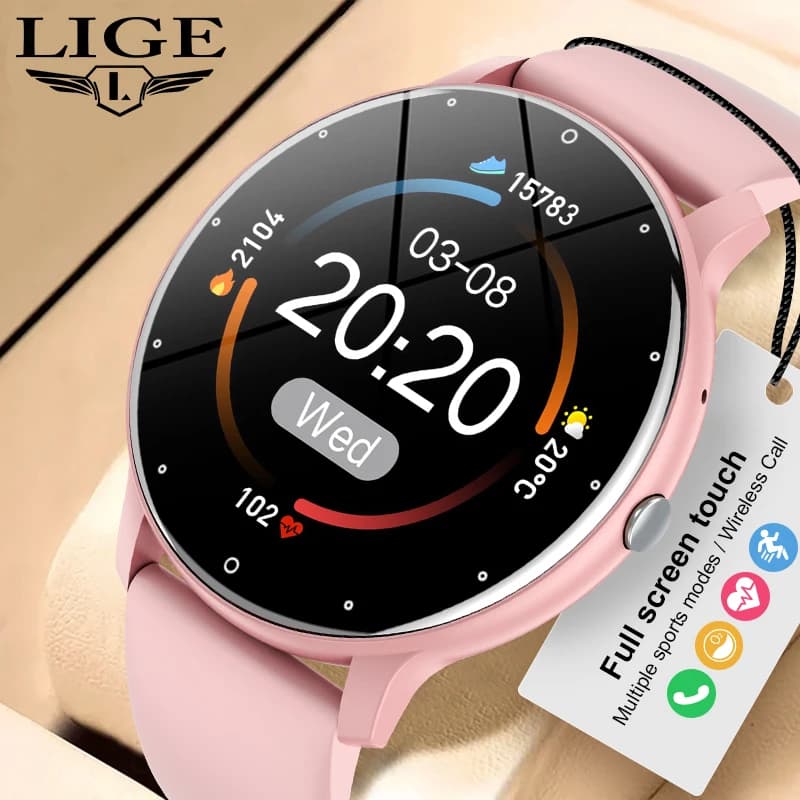LIGE 2024 New Track Smart Watch Men Women Always Display Body Temperature Clock BT Call Smartwatch Lady Smart Band For Xiaomi