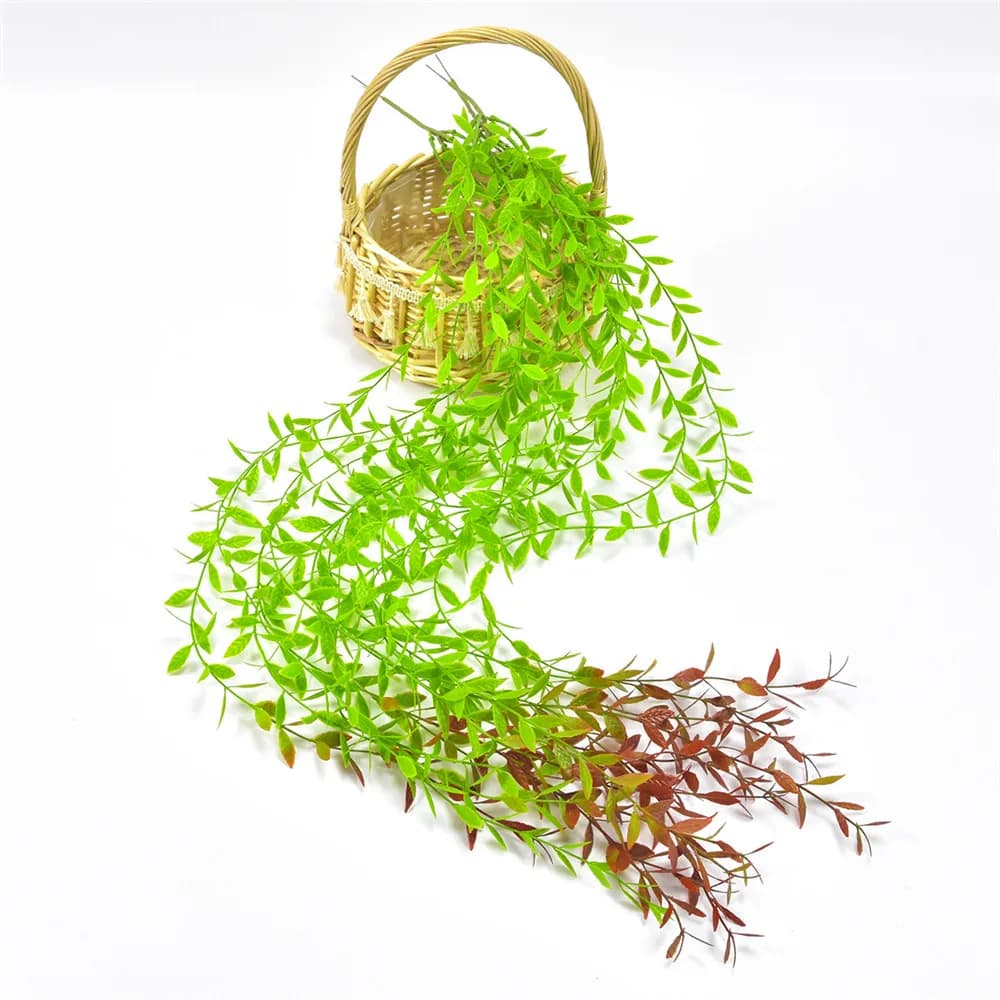 10 pcs/lot Artificial Rattan Hanging At Walls Salice Sheet Lives Simulation Green Plant Vineyard Garden Decoration