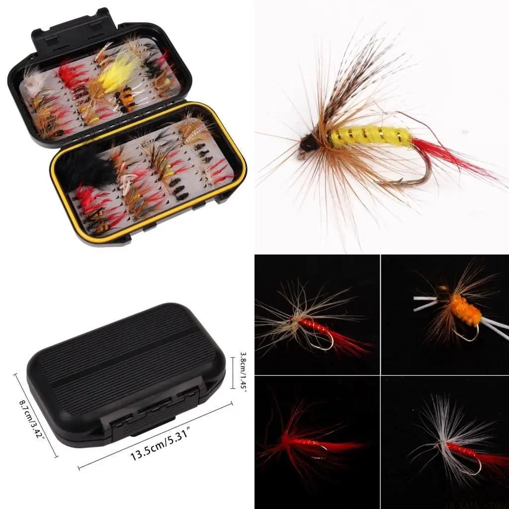M5TC Mosche da pesca a mosca Ami da mosca Mosche bagnate secche Ninfe con scatola impermeabile