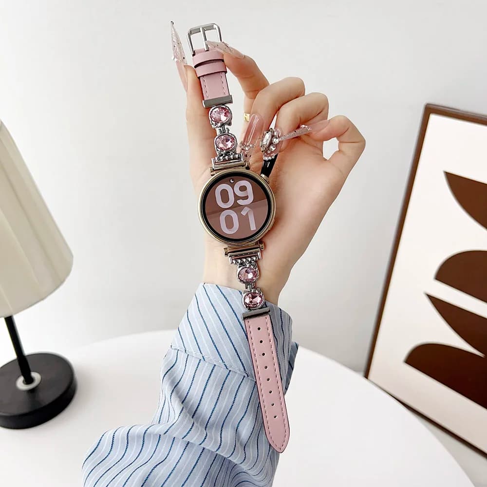 Elegante cinturino per orologio da donna 18mm 20mm cinturino a sgancio rapido cinturino in pelle metallica per Galaxy Watch 7/6 Classic/5/4