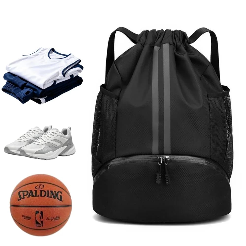 Drawstring Sports Backpack,Lightweight Gym Bag with Shoe Compartment & Wet Dry Separation,for Basketball Football Swimming Yoga