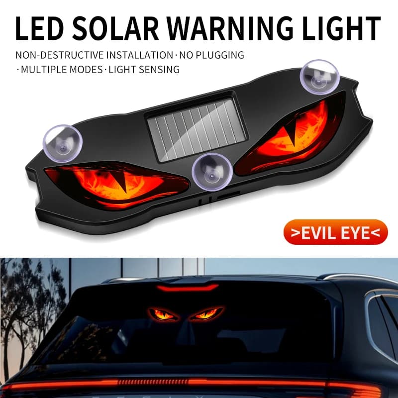 Solar Powered Car Neon Light Wireless Cool Demon Eyes Led Ambient Light Suction Cup USB Rechargeable Atmosphere Breathing Lamp