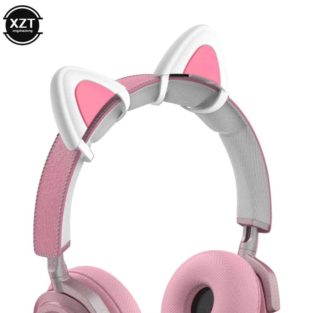 Pink Silicone Cat Earrings for Headphones Wireless Wired Black Gamer Lovely Ear Hearing Aids For Children's helmet