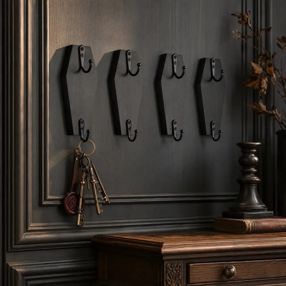 Wooden Wood Door Hanger Hooks No-drill Punch Free Wall Mounted Hanger Key Hangers Traceless Design Door Storage Hook Kitchen