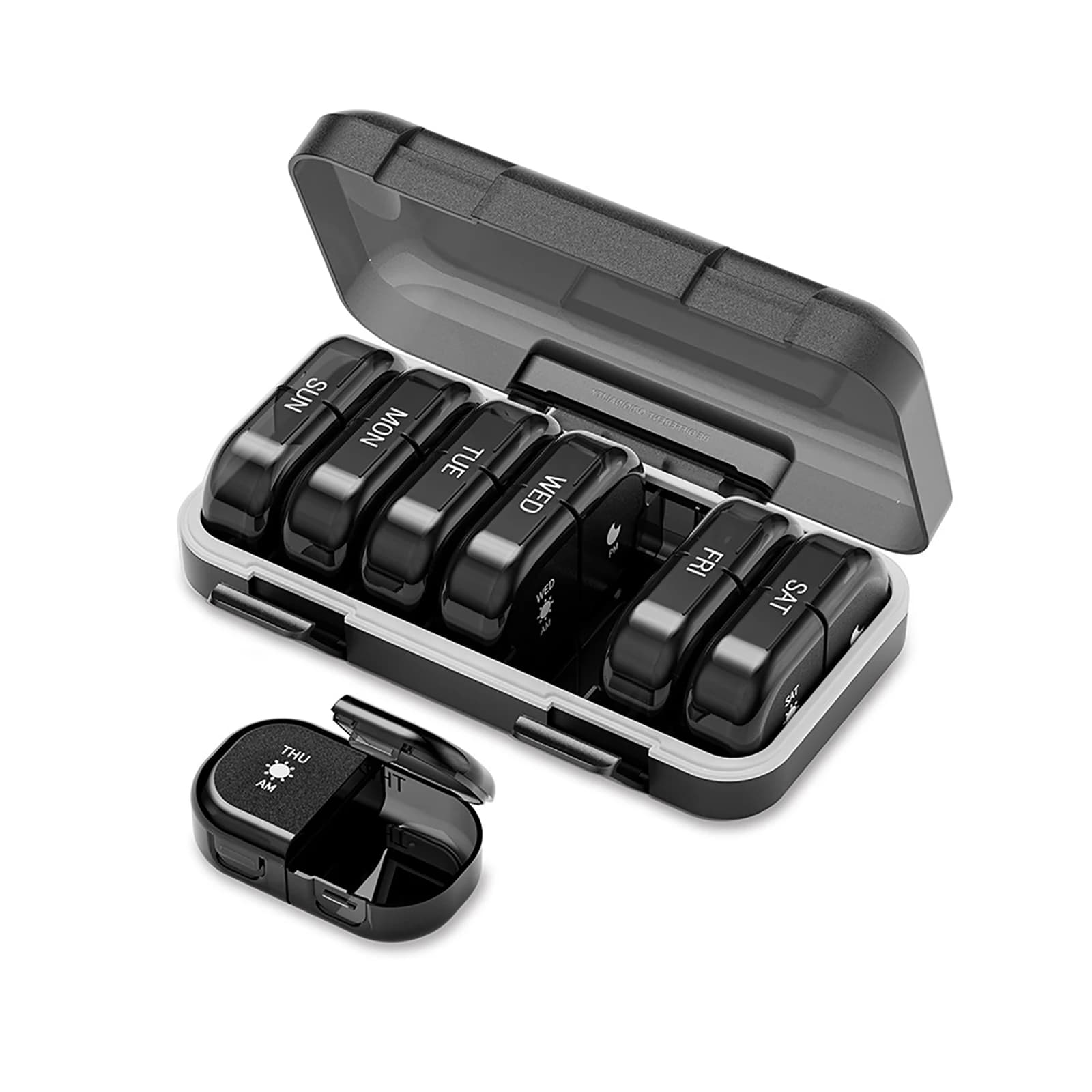 Weekly pills, 7-day daily pills, large travel pills with 14 compartments to contain medicines, vitamins and supplements