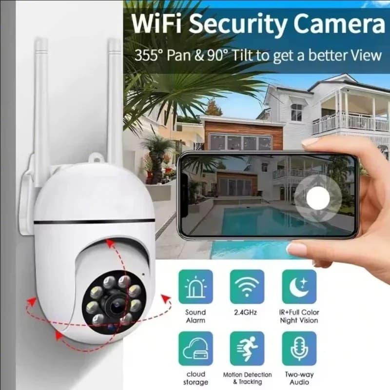 8MP WiFi surveillance camera with Color Night Vision, Automatic Tracking, Wireless Camera for Security and Protection, External Monitoring