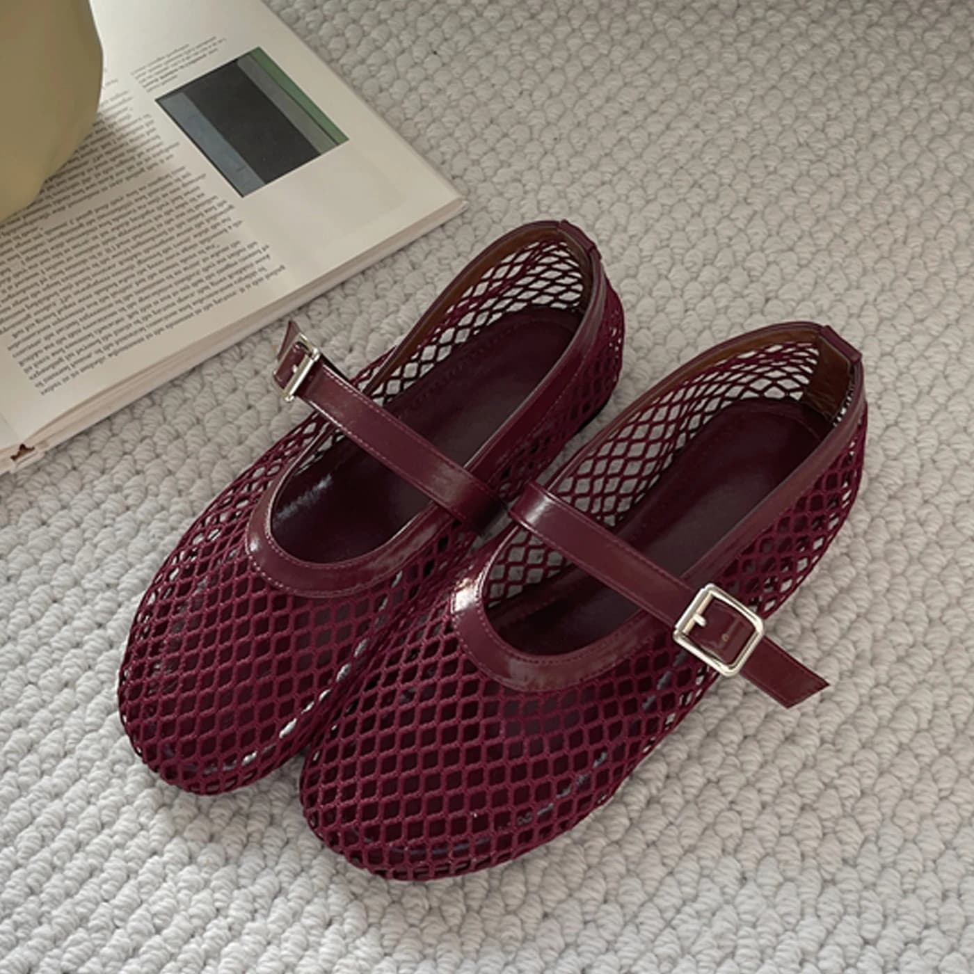Aneikeh Sandali estivi con fondo piatto in rete da pesca Design cavo Fashio Taglio basso Scarpe da donna romane da spiaggia comode e poco profonde