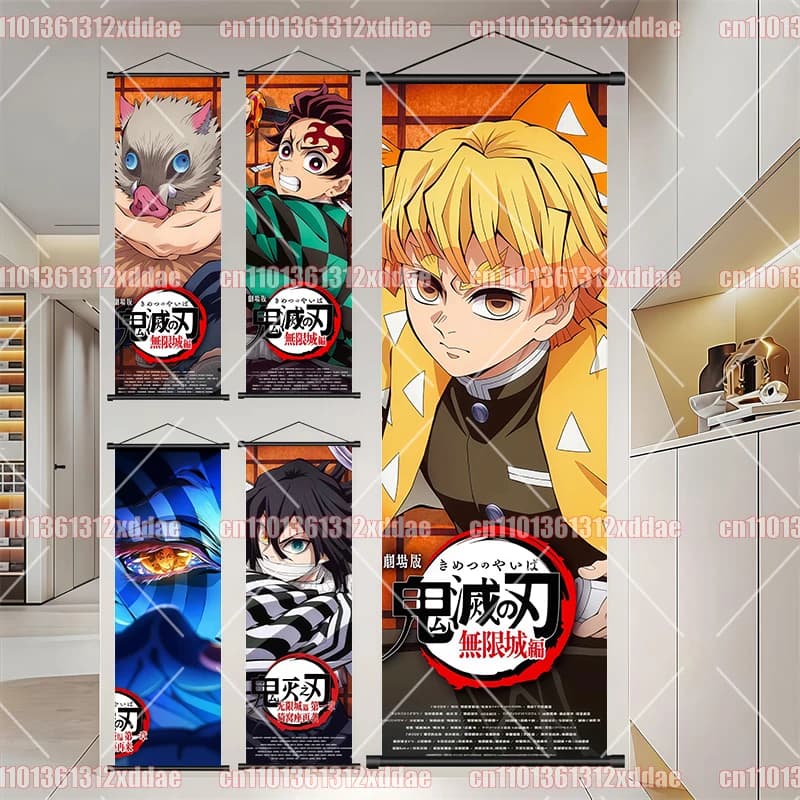 Japanese Classic Demon Slayer Vertical Scroll Painting 8K High-definition Anime Poster Modern Art Wall Mural Room Decoration