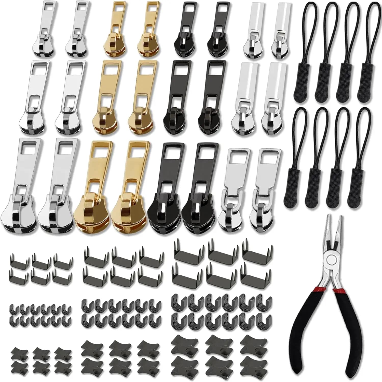 105 Pieces Zipper Repair Kit #3#5#8 with Pliers for Coats, Jackets, Tents, Backpacks, Sleeping Bags, Luggage