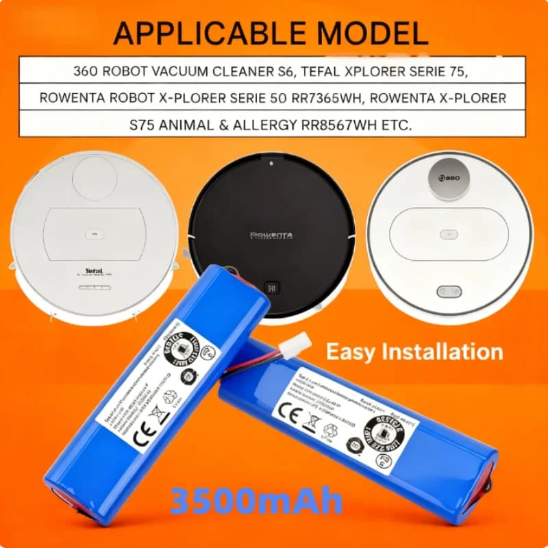 D004-ICR-26HE-4S1P Batteria agli ioni di litio da 14,8 V 2600 mAh per aspirapolvere robot Tefal X-plorer Serie 75 e 360, parte di ricambio SS-2230002528