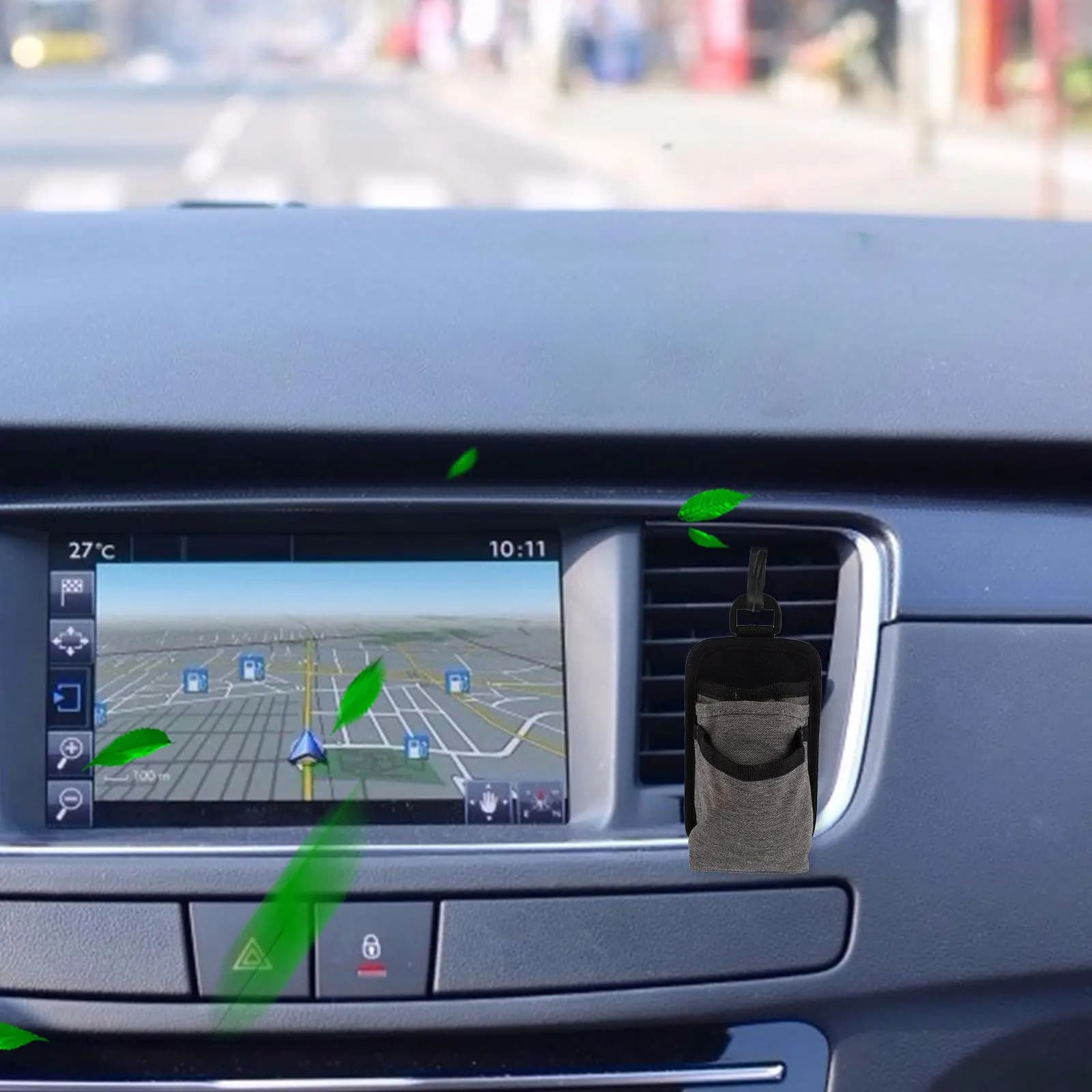 Organizzatore per Bocchette d'Aria Auto Grigio, Portaoggetti Multifunzione per Cellulare, Power Bank, Documenti, Clip per Interni Auto
