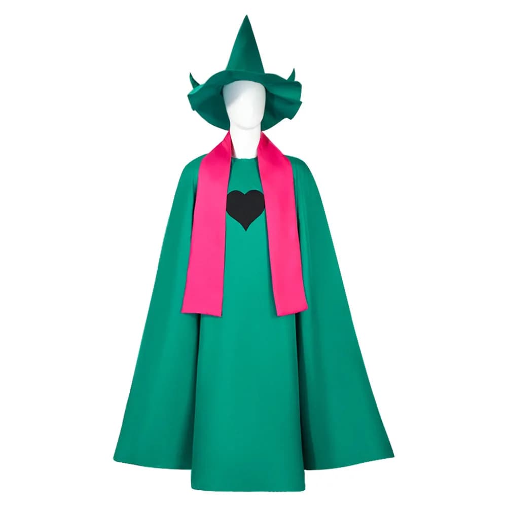 Anime Deltarune Ralsei Cosplay Costume Hoodie Cloak Top Cape Outfit with Hat Scarf Adults Halloween Carnival Outfits