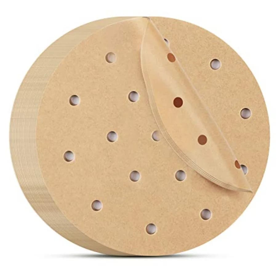 Air Fryer Round Liners, 200pcs Parchment Paper Filter Paper Perforated Parchment Paper Bamboo Steamer Papers for Air Fryer and