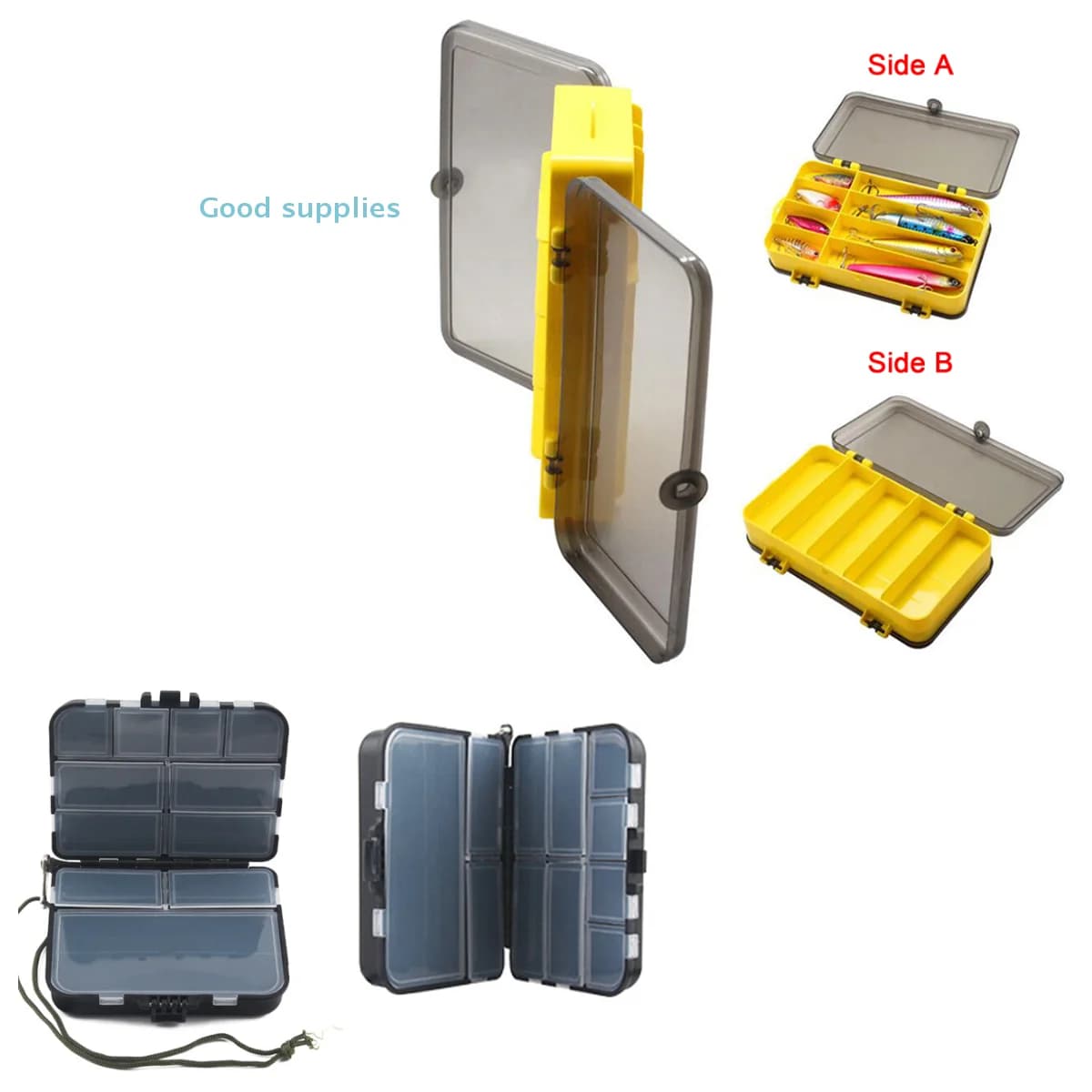 1 pz portable waterproof double face box for fishing gear bag for fishing bait mini case for flying fishing gear