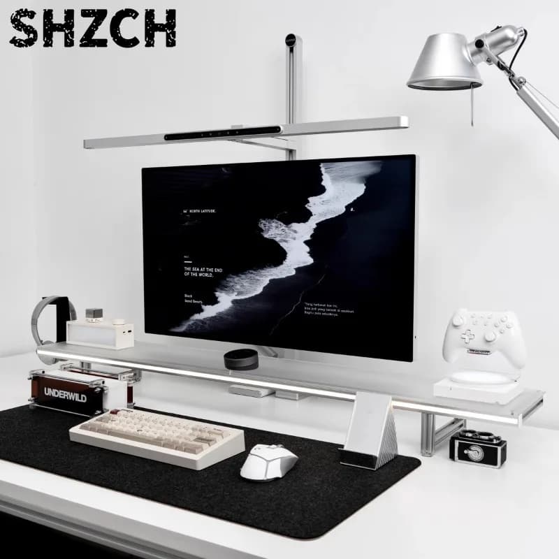 Aluminum Alloy Modular Monitor Stand Acrylic Laptop Riser Storage Organizer for Office Desktop Modern Workspace Metal Holder