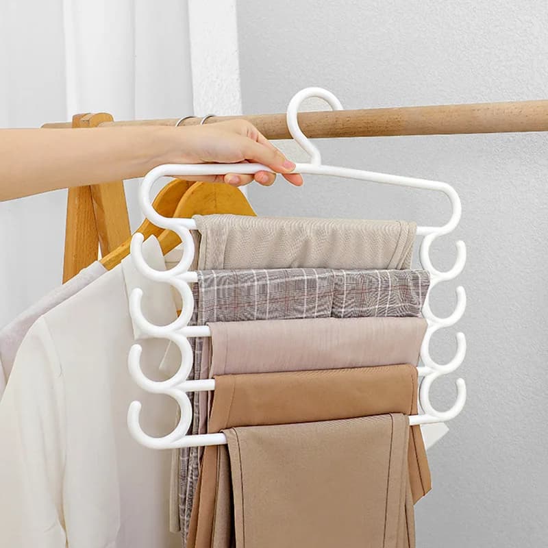 Appendiabiti per pantaloni da armadio con clip integrata, appendiabiti multistrato per appendere pantaloni, appendiabiti rinforzato per pantaloni