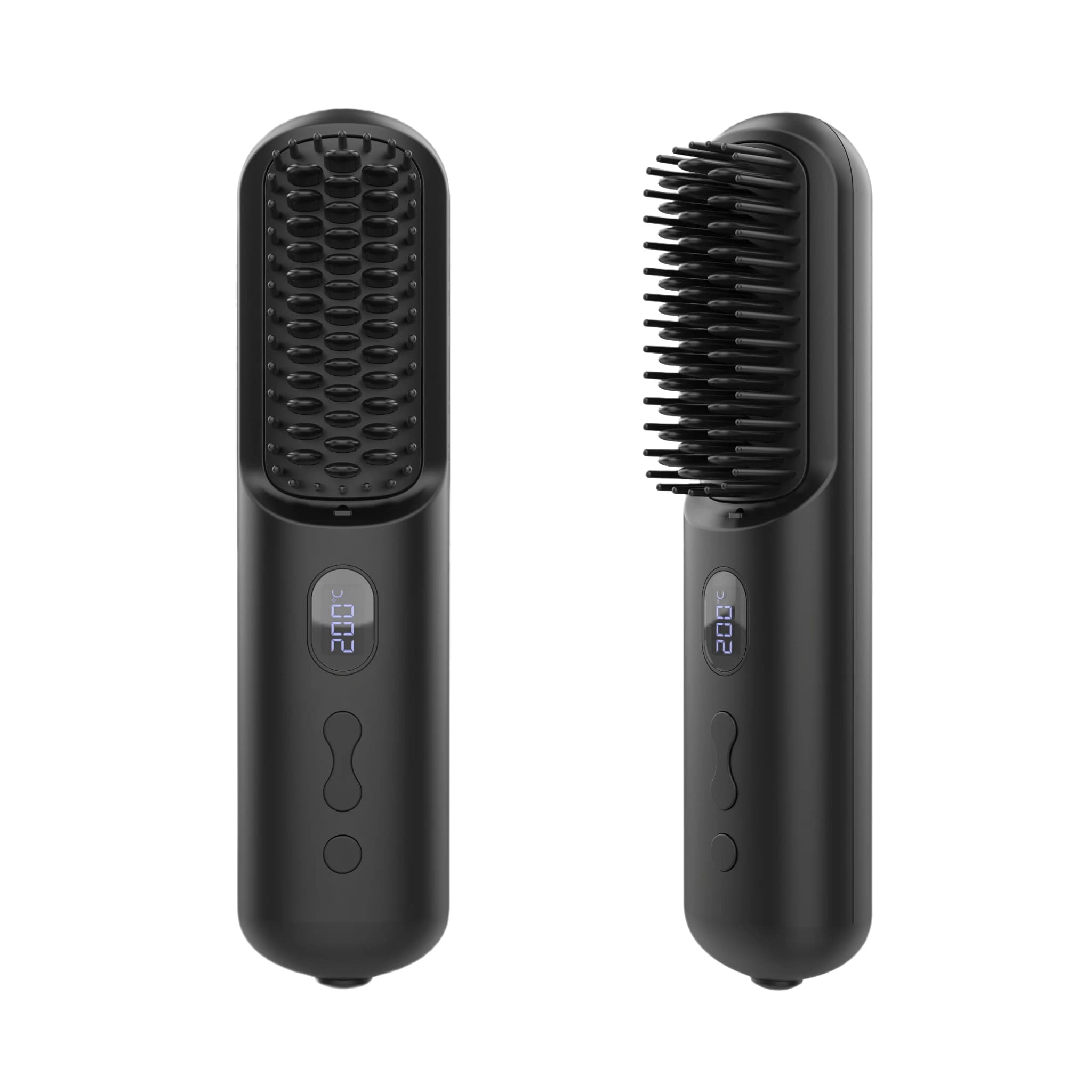 Portable Pink USB Rechargeable Wireless Ionic Mini Electric Hair Straightener Brush Cordless Ceramic Plastic Laser Styling