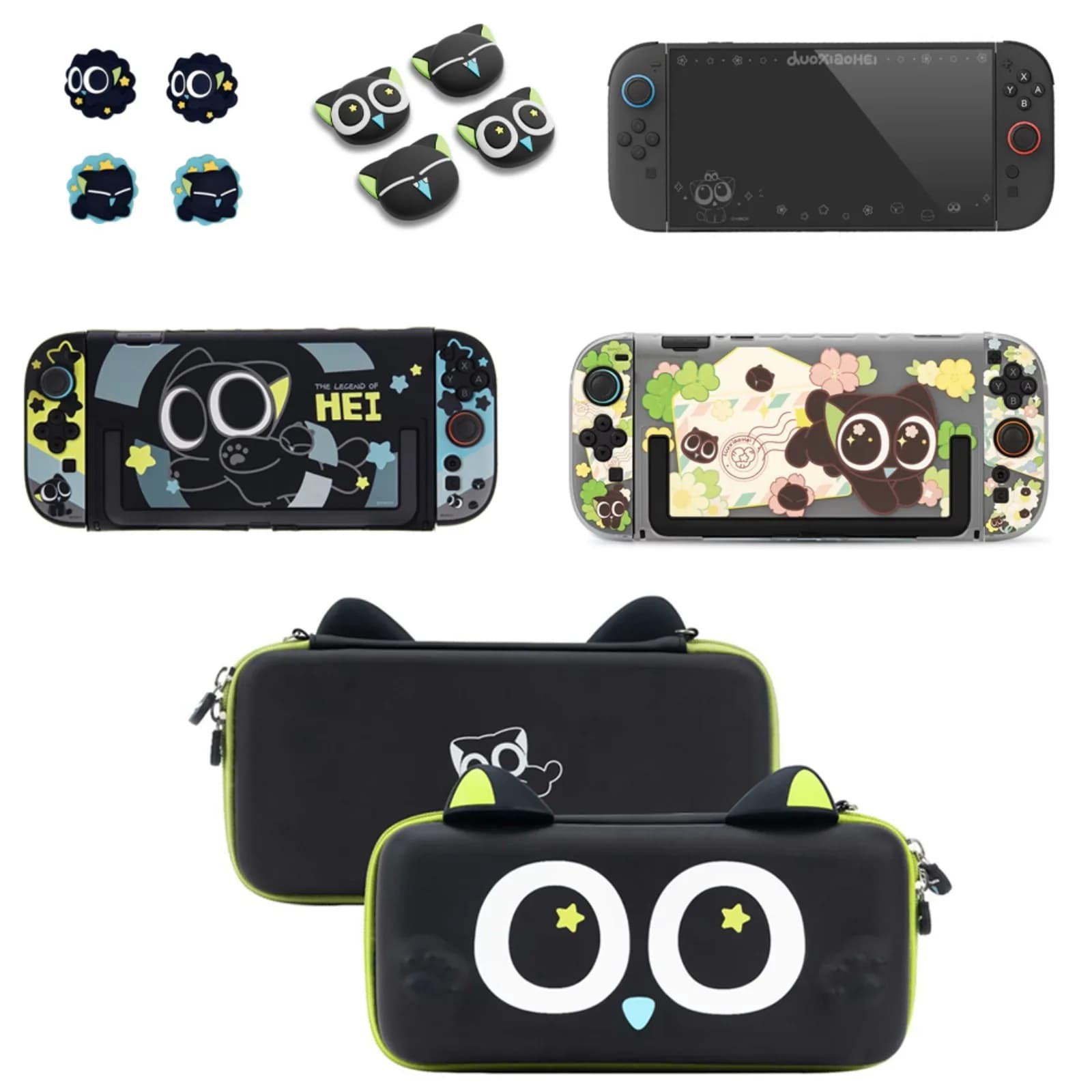 Custodia Protettiva Luo Xiaohei compatibile con Nintendo Switch 2 (2025), Borsa da Trasporto Nera GeekShare NS2 e Copri-Grip per Joystick