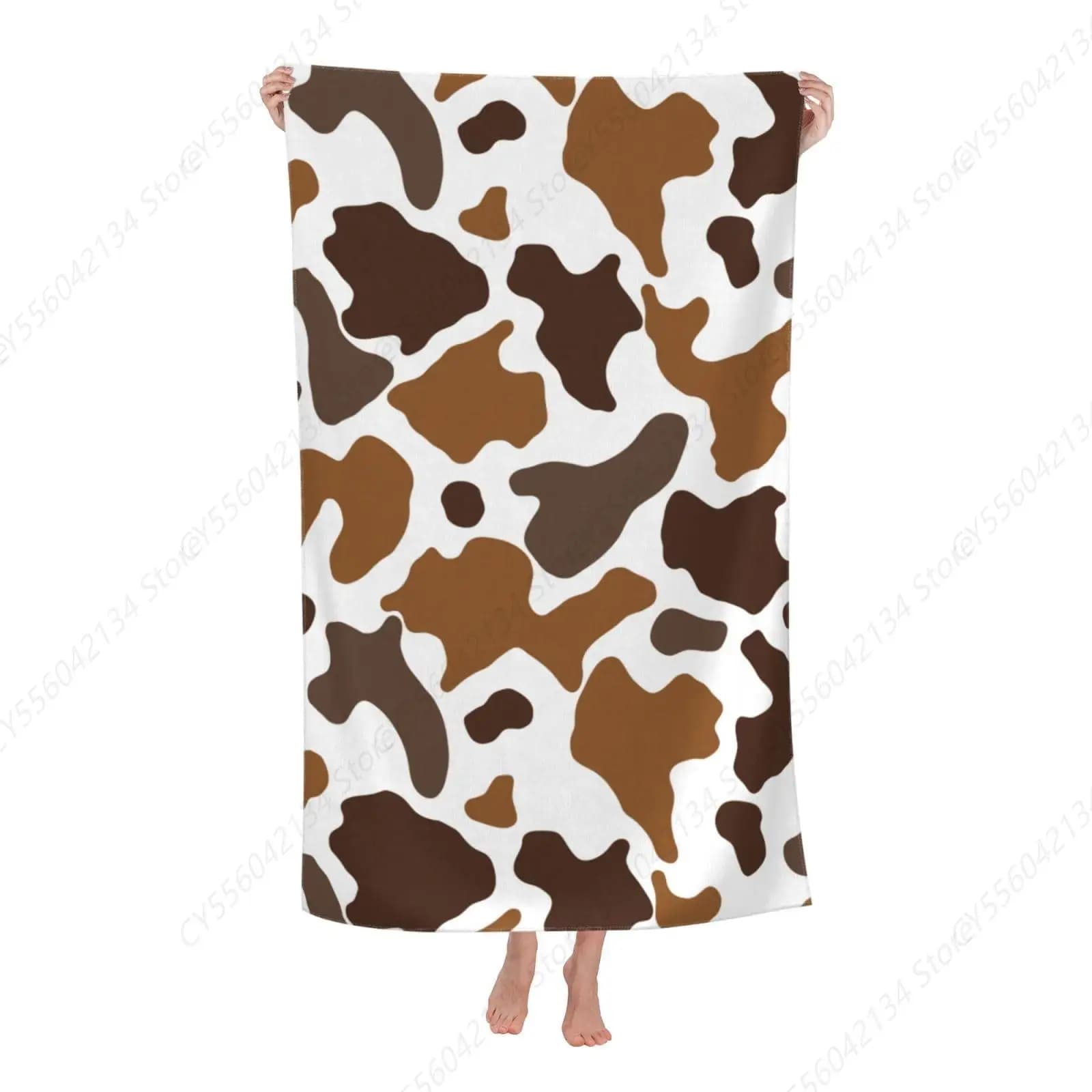 Asciugamano da spiaggia in microfibra con stampa pelle di mucca Asciugamano da viaggio leggero e assorbente d'acqua, design stampato grande