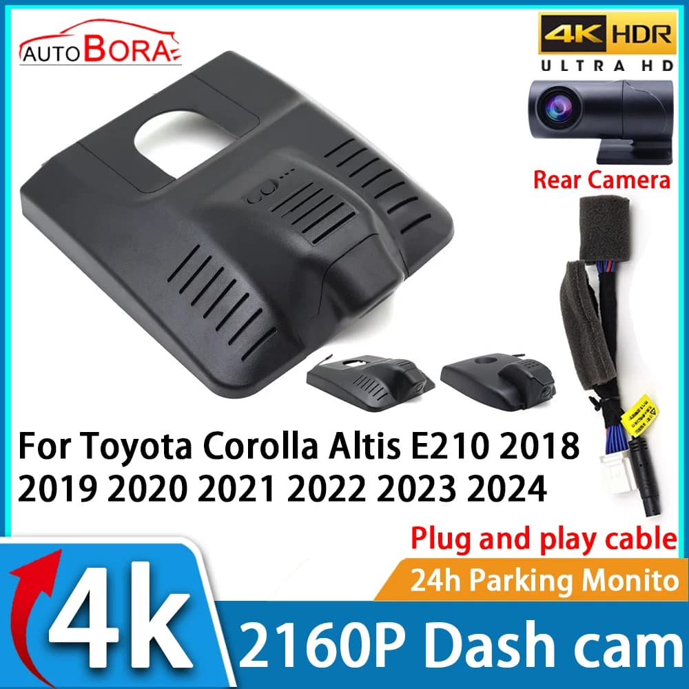 Registratore Video per Auto con Visione Notturna UHD 4K 2160P DVR Dash Cam per Toyota Corolla Altis E210 2018 2019 2020 2021 2022 2023 2024
