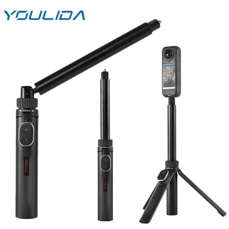 Treppiede universale Bluetooth per selfie stick per GoPro/DJI Osmo Action/Insta360 X5 Asta estensibile 3 in 1 per vlogging con telecomando wireless