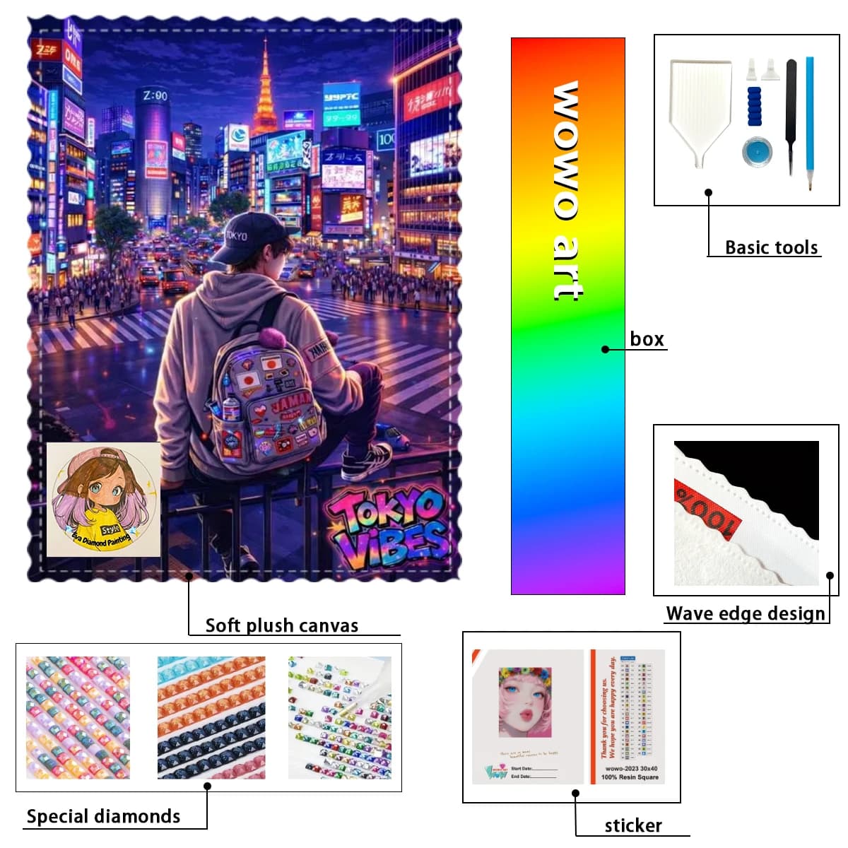 【eva Diamond Art】Boy and backpack 100% resin FD+ab+yg Diamond Stamping Kit Perfect Masterpiece worth Buying