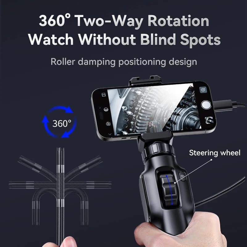 HOT New Industrial 7.9mm 1m/2m 2MP HD Lens 2ways 360° Articulating Steering Endoscope Camera for IOS/Android Phone car repair