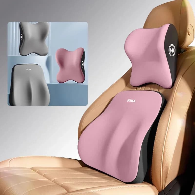 Cuscino Lombare e Poggiatesta Confortevole per Auto in Memory Foam, Supporto Lombare e Cuscino per il Collo, Accessorio per Auto