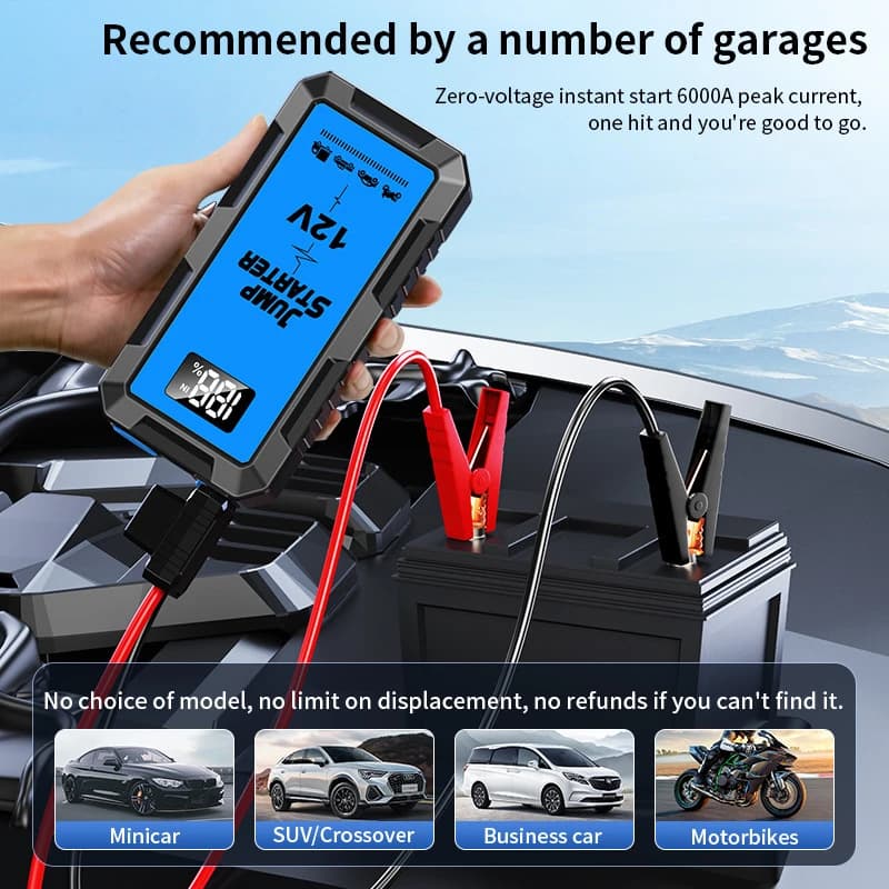 Power Bank per iPhone 16000mAh Avviatore di emergenza per auto Booster per auto Batteria esterna Dispositivo di avviamento 12V per veicoli diesel a benzina