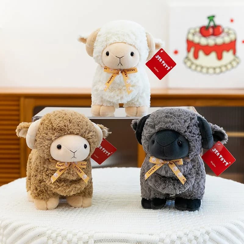 23cm Soft Curly Sheep Plush Toys Movie Stuffed Animals Soft Alpaca Plush Dolls Stuffed Sheep Plushie Baby Toys Gifts for Kids