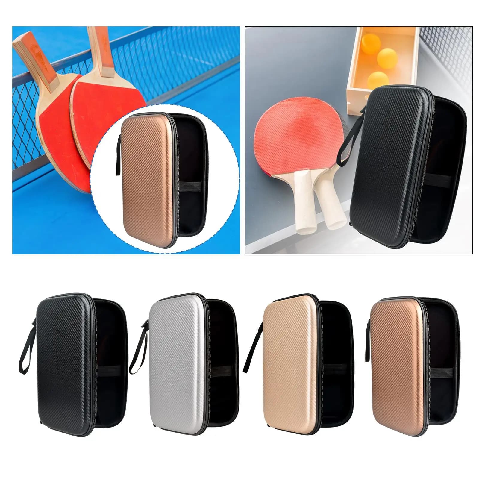 Large Capacity Paddle Case EVA Table Tennis Racket Bag Hard Shell Protector for Ping Pong Game