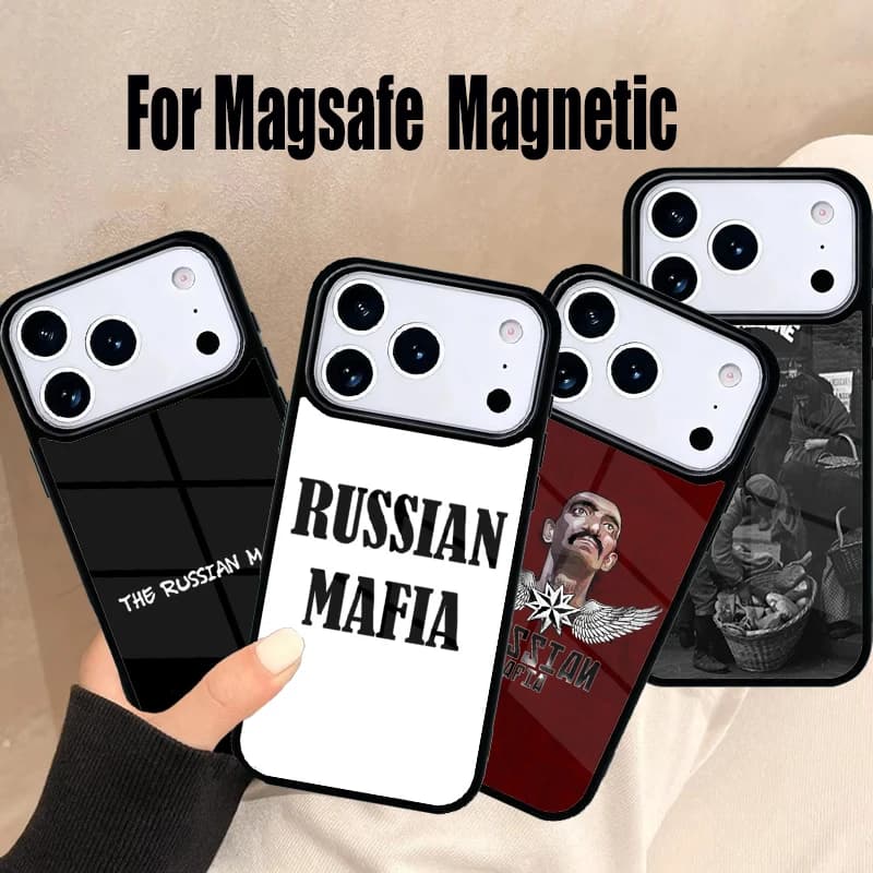 Cover Magnetica Wireless Magsafe per iPhone 17 Air 16e 15 14 13 12 11 Pro Max Plus - Edizione Mafia Russa