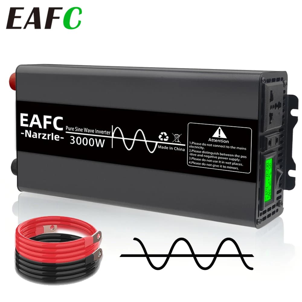 EAFC 3000W Onduleur a onda sinusoidale pura DC12V a AC 220V Convertitore PowerBank portatile Inverter solare per auto Casa Energia solare esterna