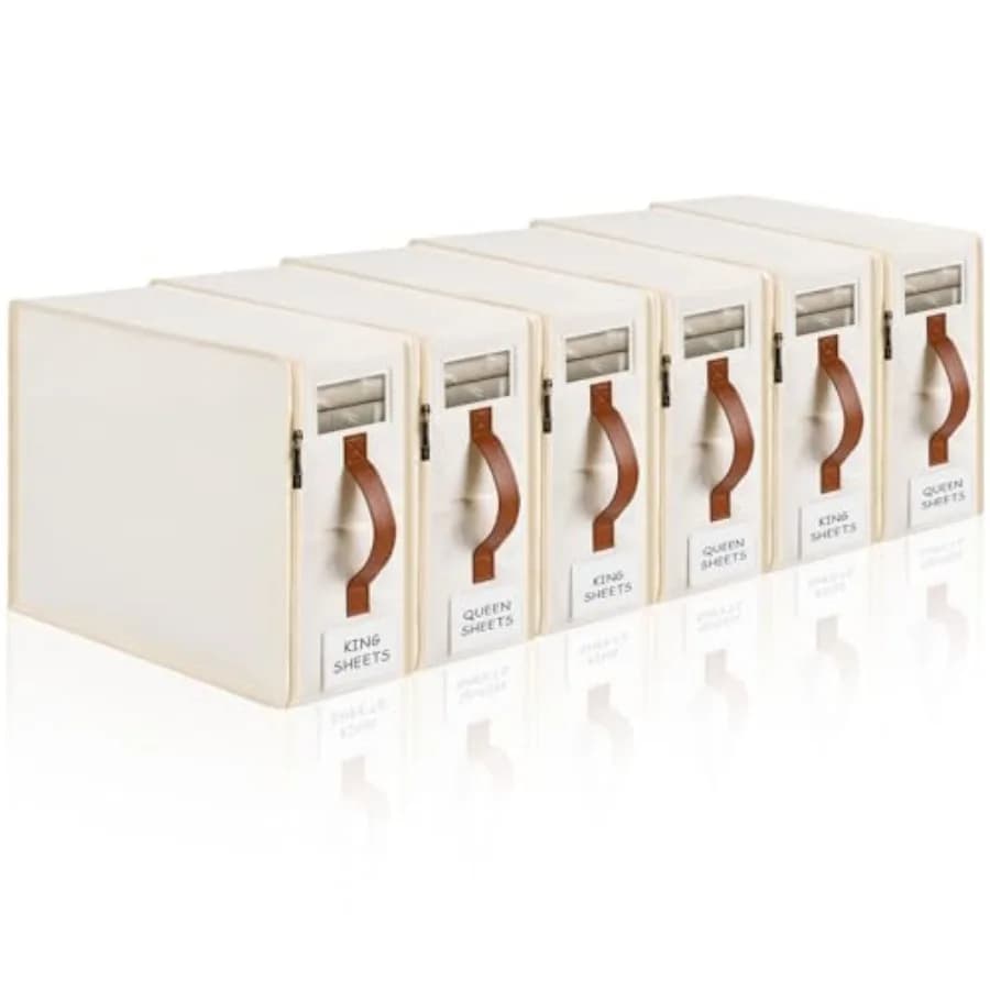 Organizzatori e contenitori per lenzuola, scatola portaoggetti per biancheria da letto con cerniera, etichetta e maniglia, organizer e contenitore per armadio per biancheria e lenzuola
