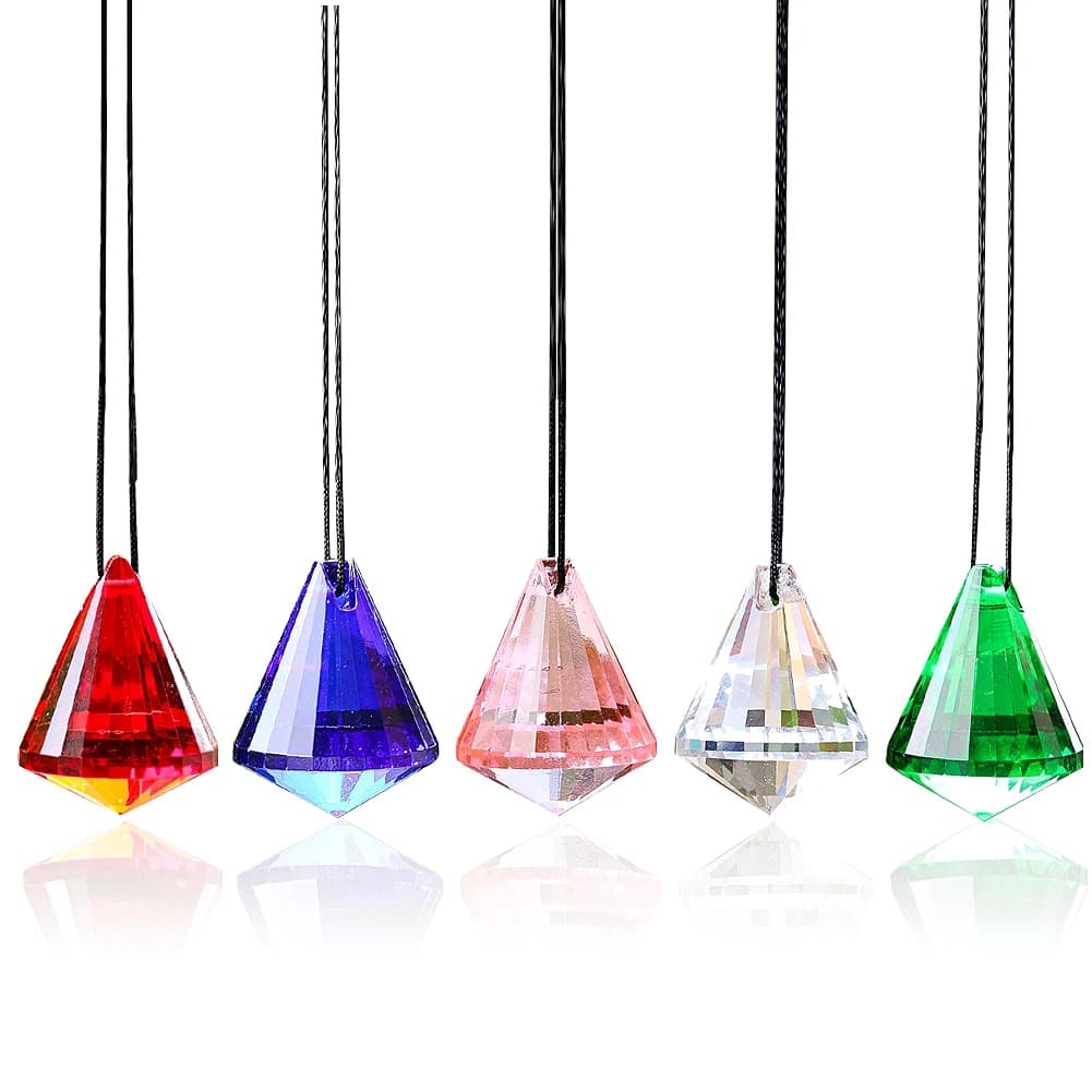 2 pz 40mm illuminazione sfera di diamante ciondolo di cristallo goccia freccia cristallo sfaccettato prisma acchiappasole arcobaleno Maker Hanging Decor