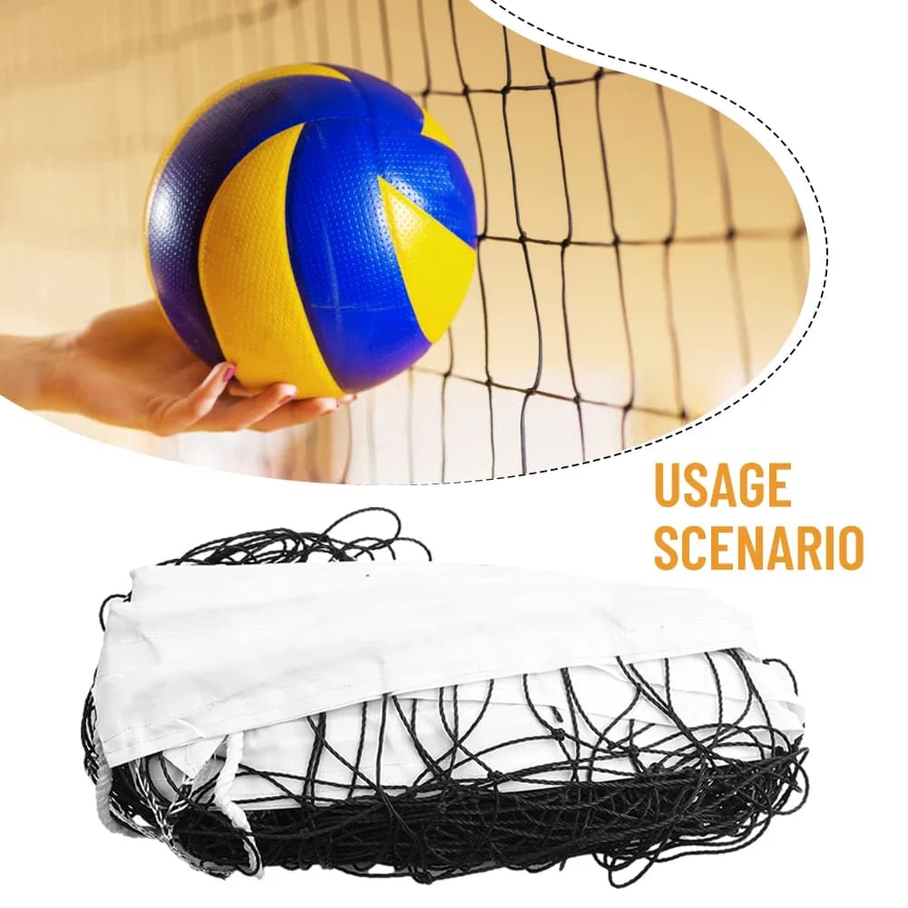 Rete da pallavolo da esterno 950x100 cm con rete in poliestere rinforzato con cavo in acciaio adatta per giochi di pallavolo da cortile e indoor