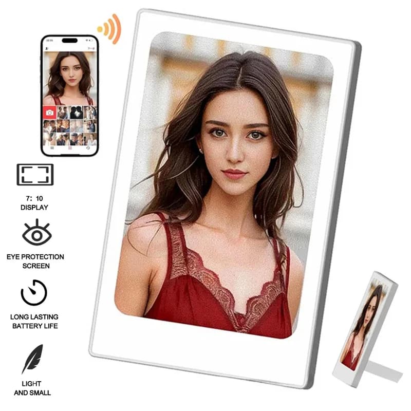 DIY 4-inch HD LED Digital Photo Frame, Magnetic E-Ink Screen Electronic Photo Album, Image/Text/Contact Information Display