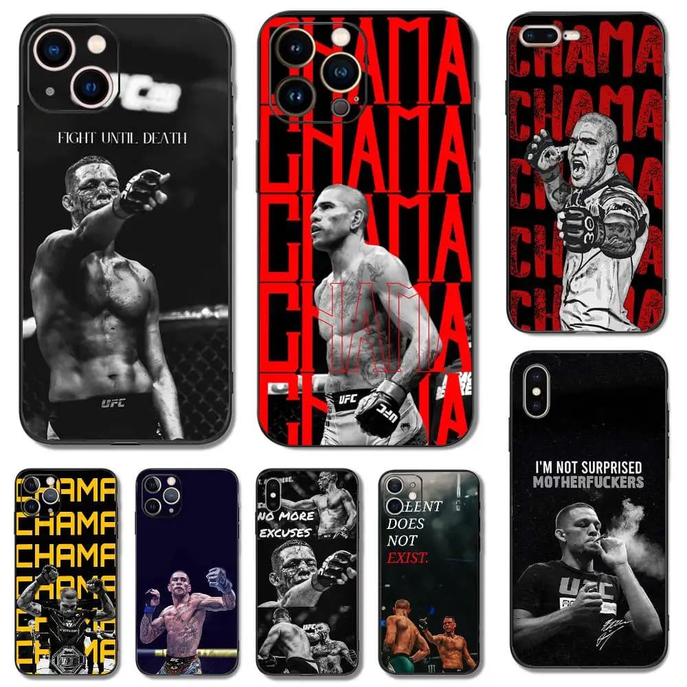 Custodia per telefono Fighting Pereira Alex per iPhone 16,15,14,13,12,11,Pro,X,XS,Max,XR,Plus,Mini TPU antiurto nero in morbido silicone