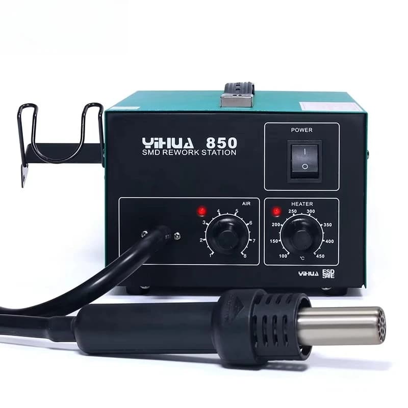 850 SMD Rework Station 3-Nozzle Lead-Free Hot Air Soldering Heat Gun Construction New Used Include PLC Pump Motor
