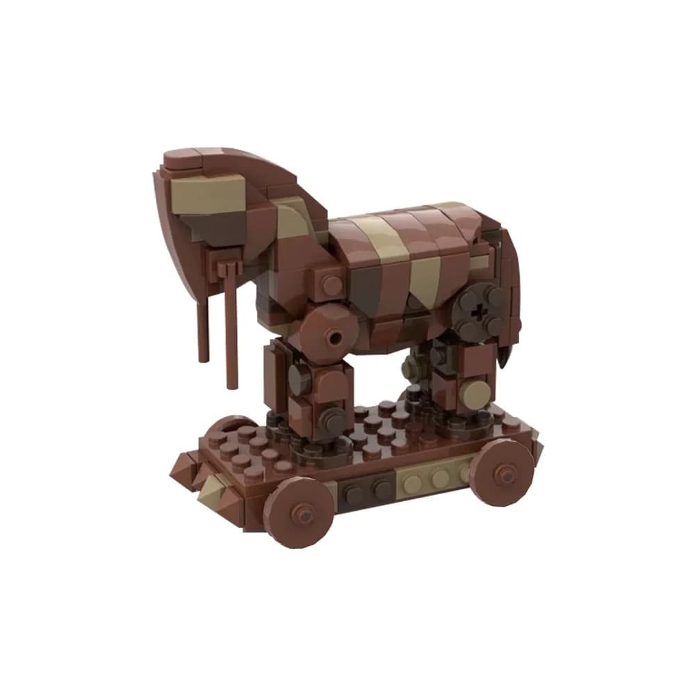 Gobricks MOC Statua greca Cavallo di Troia Building Blcoks Mitologia Doureioeds Ippopotami Troia Cavallo di legno Mattoni Modello Giocattoli Regalo per bambini