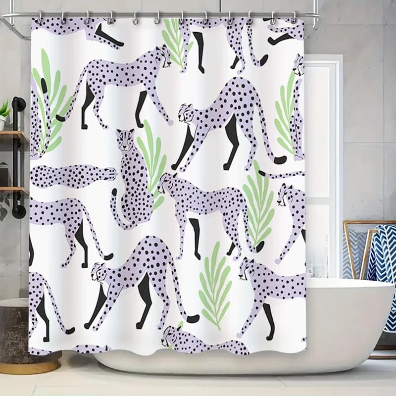 Simpatica tenda da doccia con stampa leopardata Decorazioni per la casa Tappetino da bagno impermeabile Accessori Decorazione del bagno