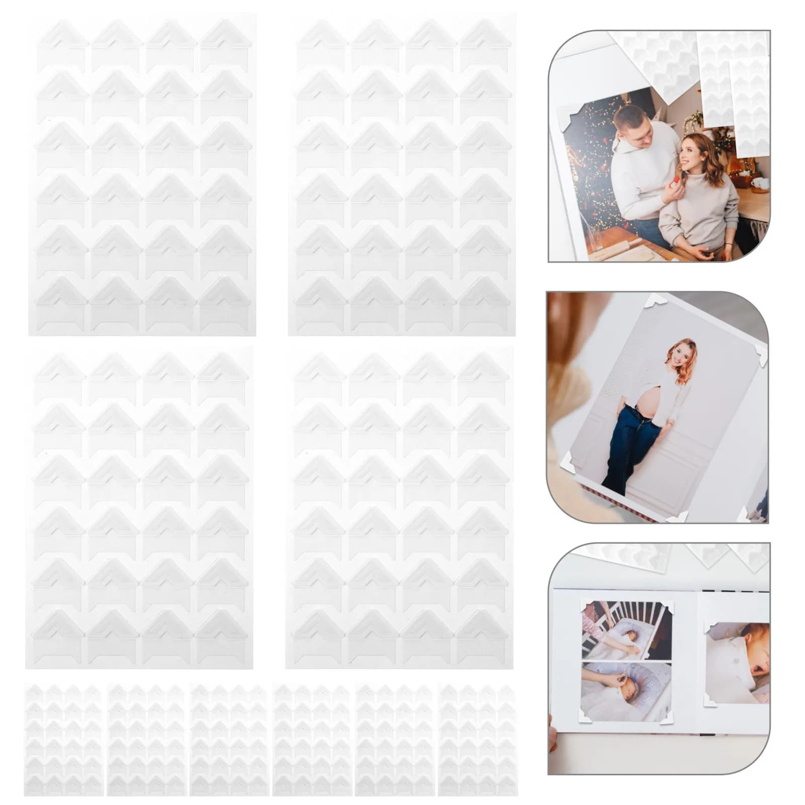 10 Sheets Photo Corner Stickers Adhesive Mounting Corners for Scrapbooking Photo Albums Journaling DIY Picture Frames Book