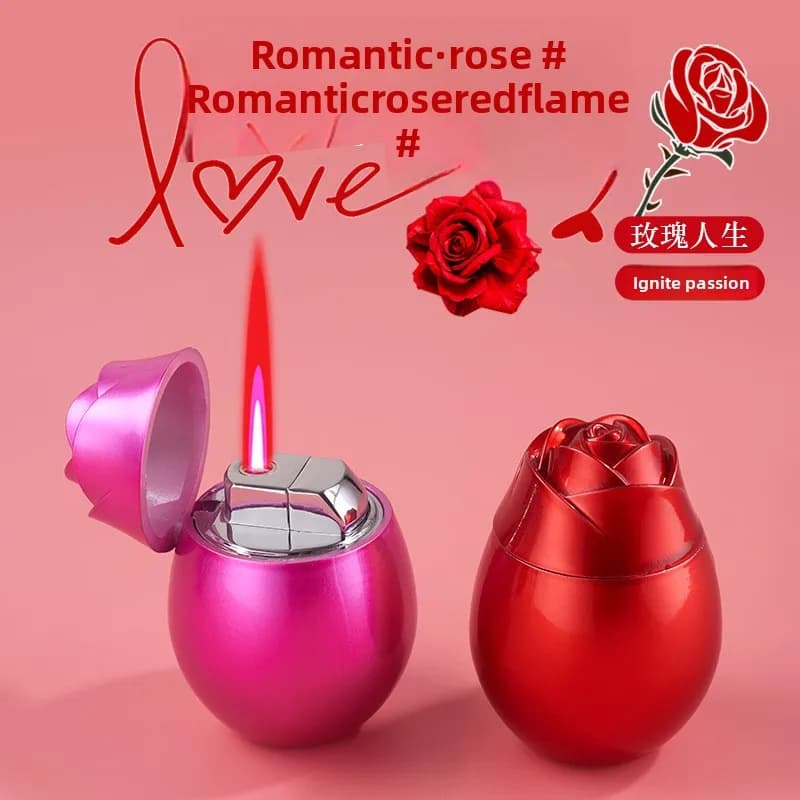 Design creativo del nuovo accendino a gas butano rosa accendino regalo romantico piccolo regalo accenditore accendino a fiamma rossa di alta bellezza (senza gas)