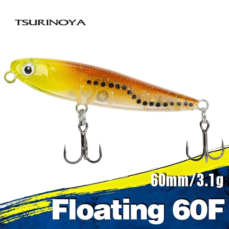 TSURINOYA Galleggiante Matita Duro Richiamo di Pesca DW64 60 millimetri 3.1g Topwater Mini Lure Swimbait Minnow Wobblers Crankbait Trota Bass esca