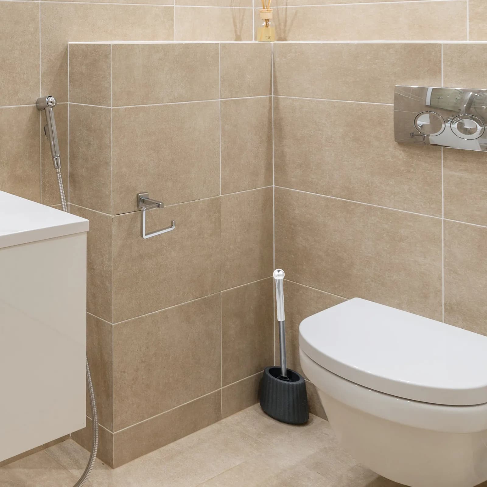 Manico di Ricambio per Spazzola WC in Acciaio Inossidabile, Asta Lunga con Impugnatura Ergonomica per Accessori e Attacchi per Spazzole WC