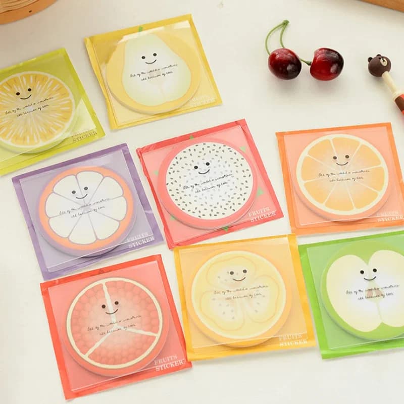 1 pz note adesive con motivo a sezione trasversale con frutta a colori rotondi N volte note adesive 11 note selezionate per scrivere note