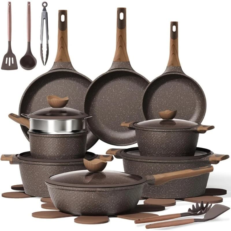Set di 26 pentole e padelle antiaderenti, pentole a induzione, cucina, senza PFOA