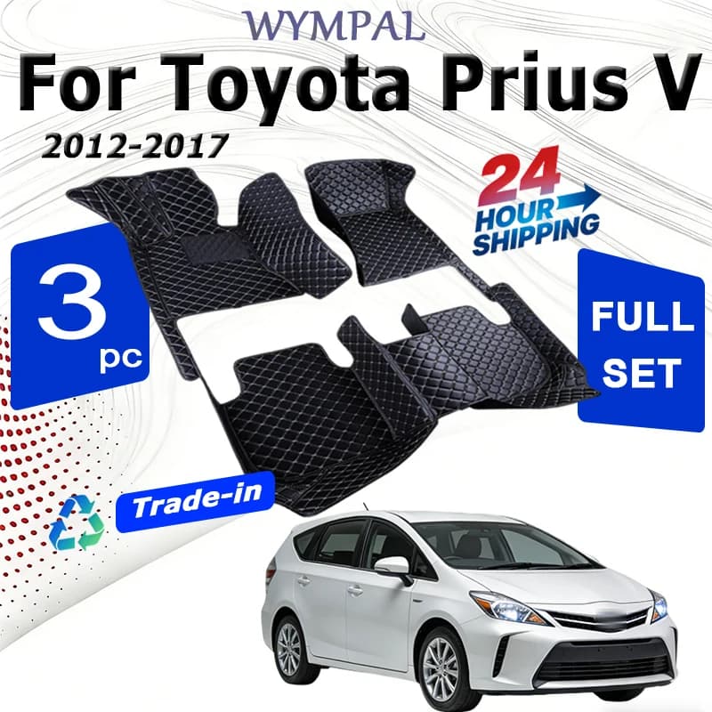 Car mats for hybrid vehicles for Toyota Prius V at Prius Plus ZVW40 ZVW41 2012 ~ 2017 7 seats waterproof car accessories mats