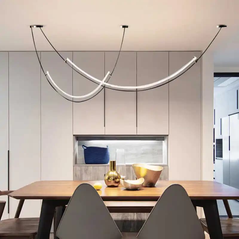 Artistic Curved Line Light Designer Restaurant Pendant Lights Modern Minimalist Bar Counter Living Room Decor Long Strip Lamp